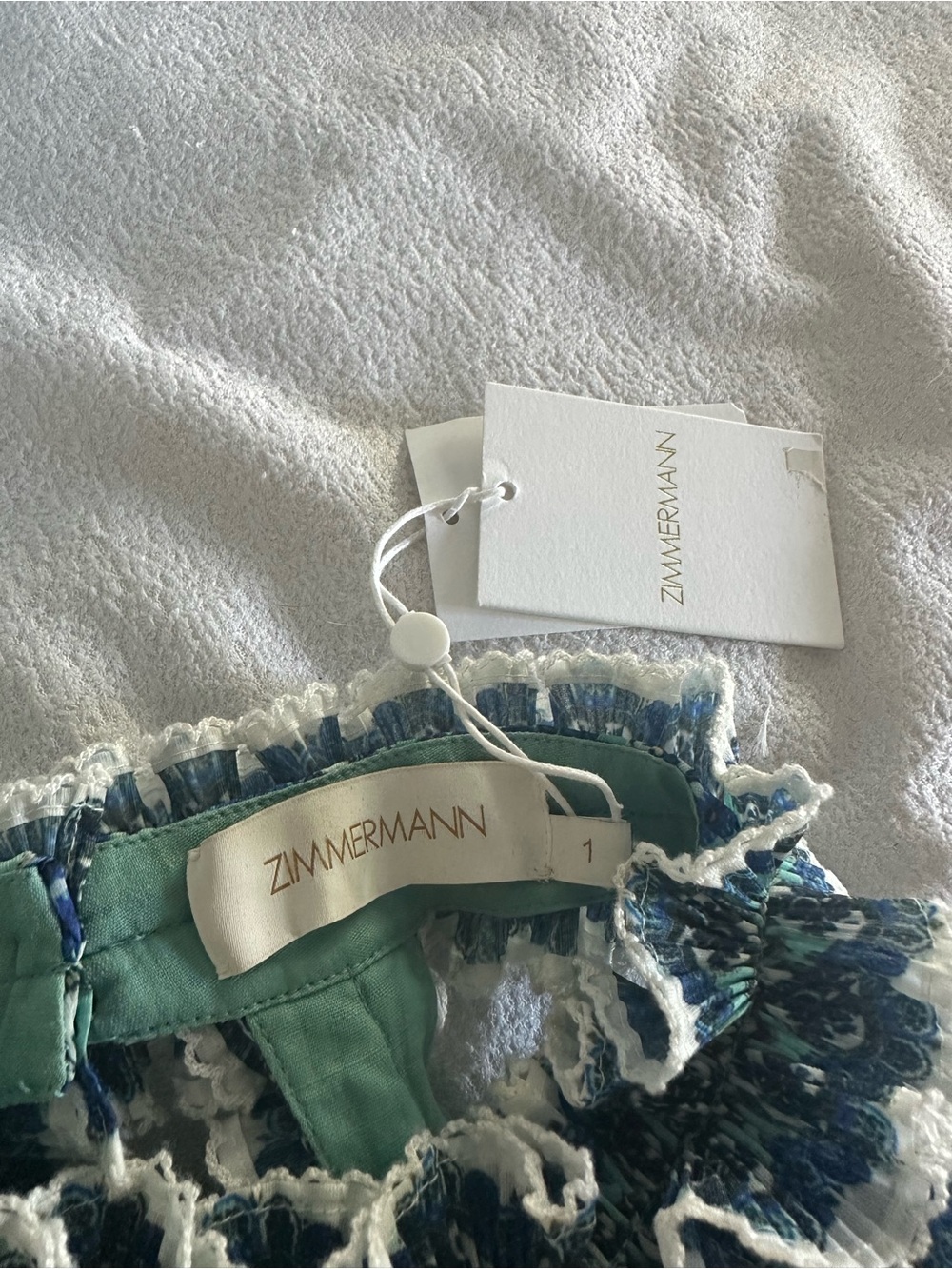 Zimmermann Runway Turquoise Halter Plisse Midi Dress Blue Paisley Border - Picture 5 of 6